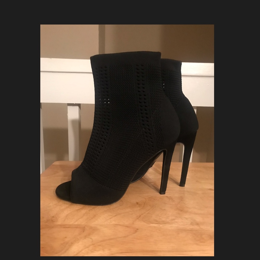 Black knit booties